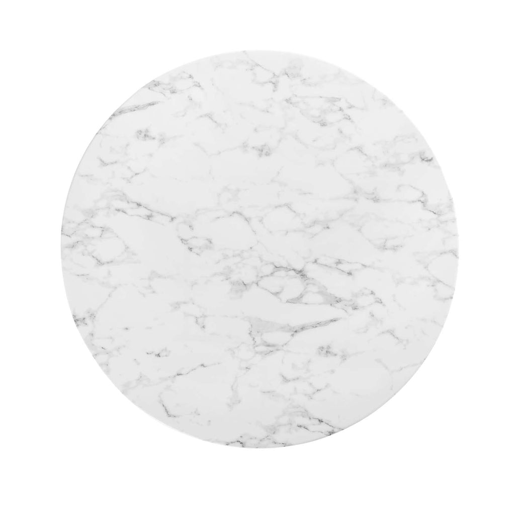 Modway Lippa 47" Round Artificial Marble Dining Table, Top, Black Base