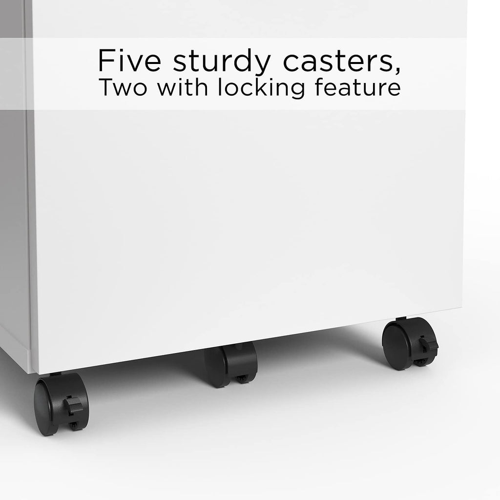 ( 2 pack) Mobile Pedestal File Cabinet, 3-Drawer, White, Wheels