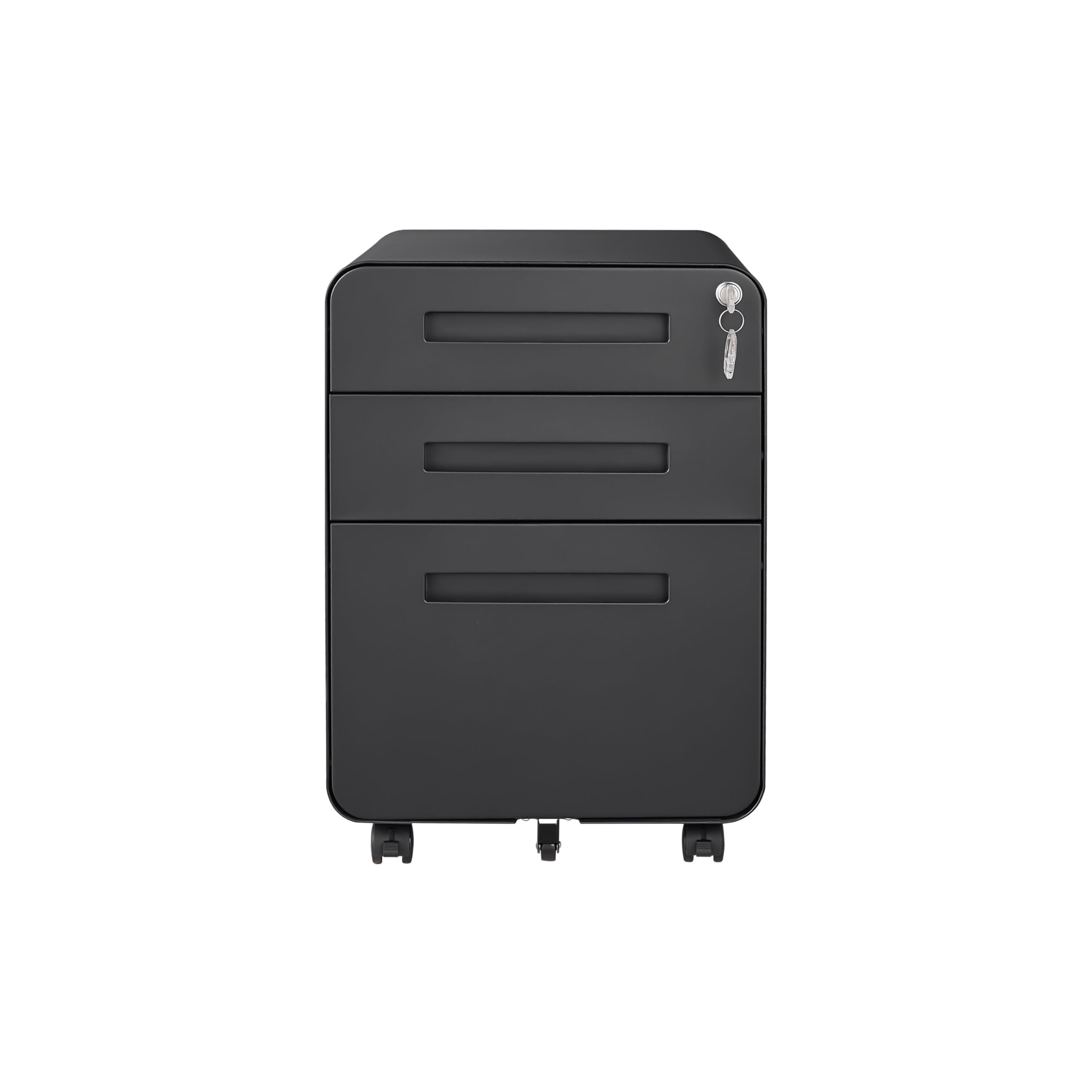 3 Drawer File Cabinet for Office, Under Desk Mobile Filing Cabinet with Lock for A4/Letter/Legal Size, 5 Wheel Anti-tilt Rolling File Cabinets, Fully Assembled