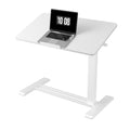 H7 PRO Mobile Standing Desk Adjustable Overbed Table Pneumatic with Wheels 90°Tiltable Portable Laptop Desk Rolling Computer Cart Foldable Bedside Table(31.5" W x 17.7" D, White)