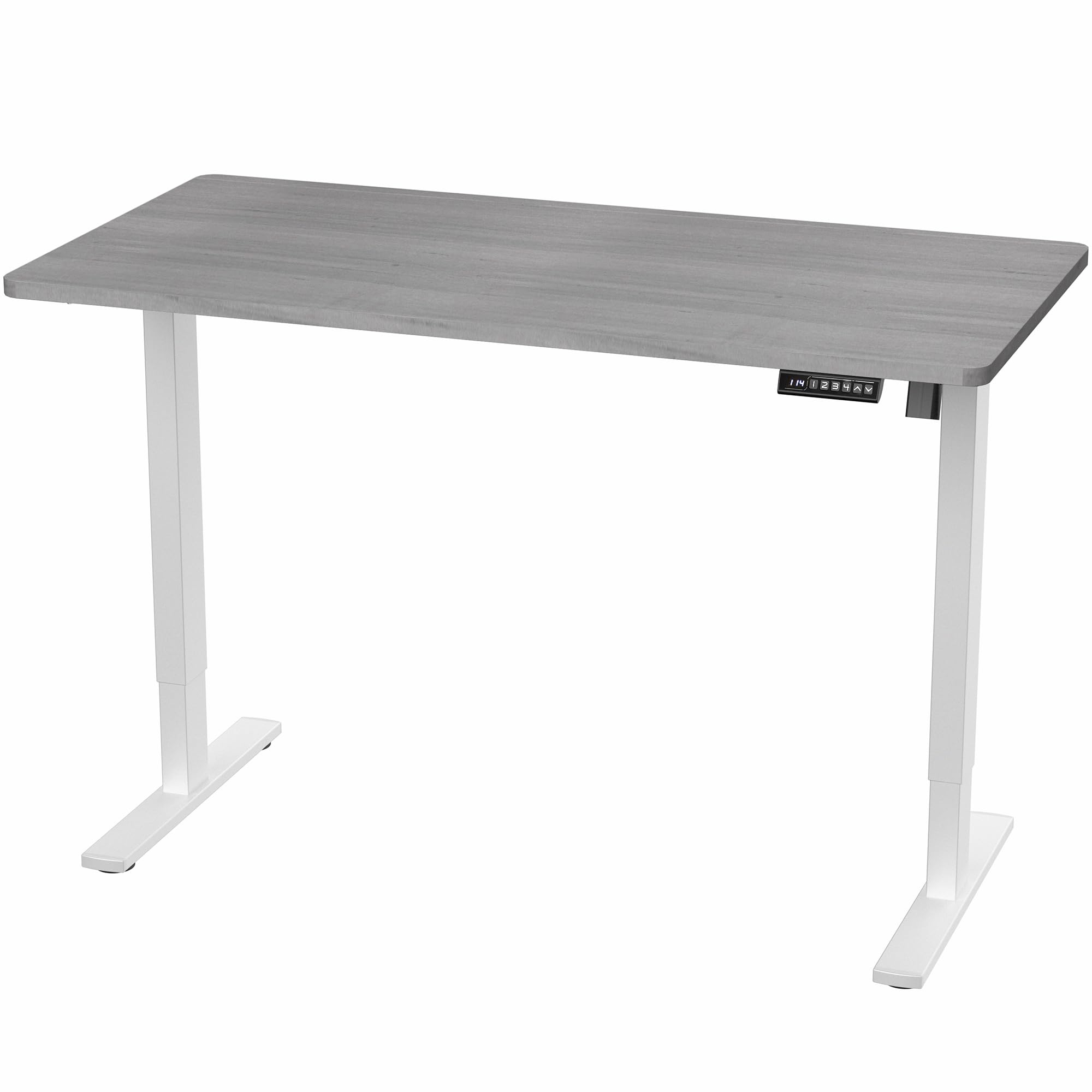 Electric 55 x 28 in Standing Desk, Memory Height Adjustment, 1B Series, Holds 220 lbs, One-Piece Dark Gray Top, White Frame