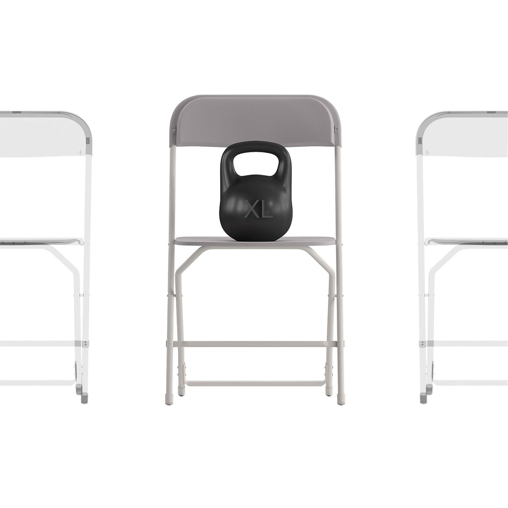 4-Pack, Hercules Big and Tall Commercial Folding Chair - Extra Wide 650LB. Capacity - Durable Plastic - Gray