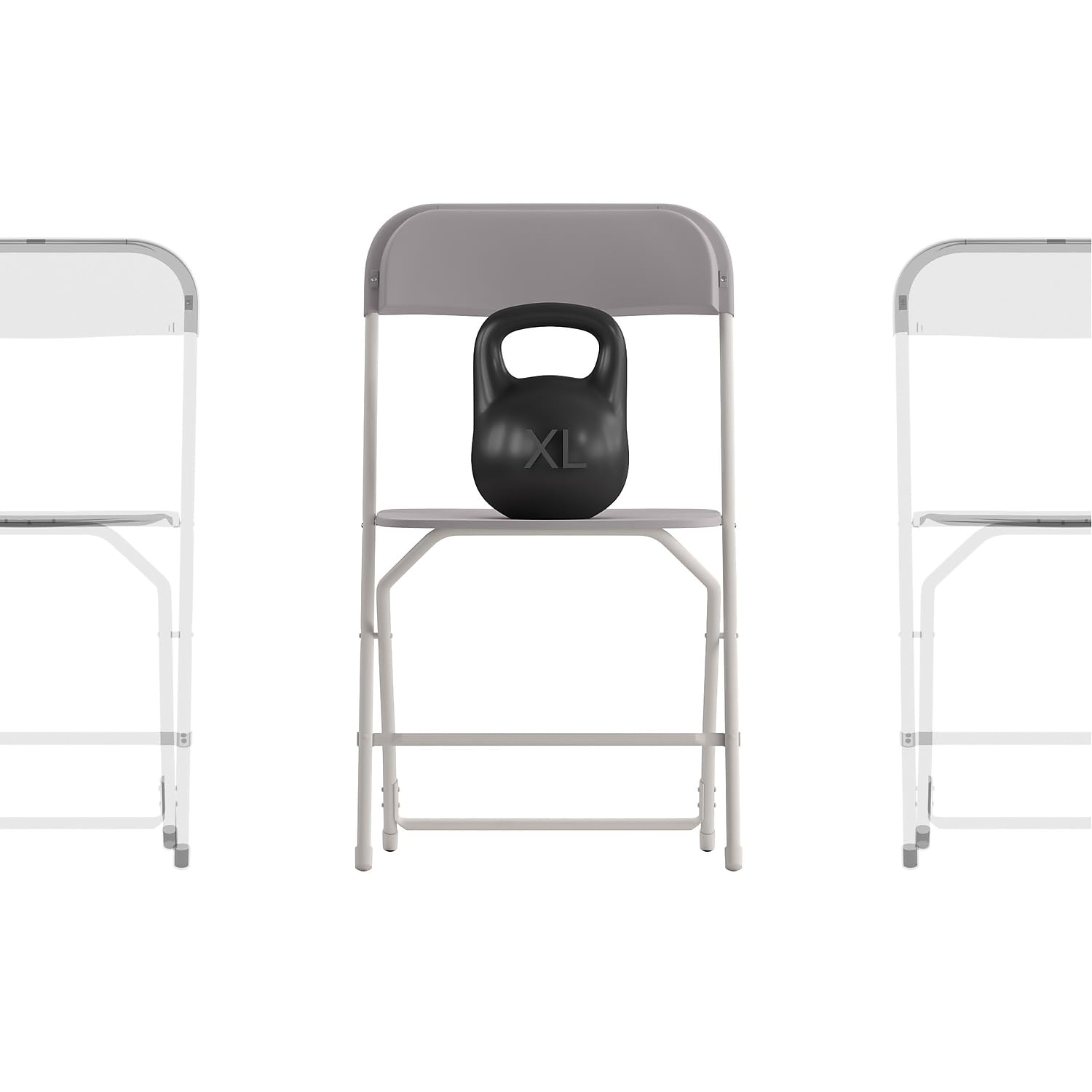 4-Pack, Hercules Big and Tall Commercial Folding Chair - Extra Wide 650LB. Capacity - Durable Plastic - Gray