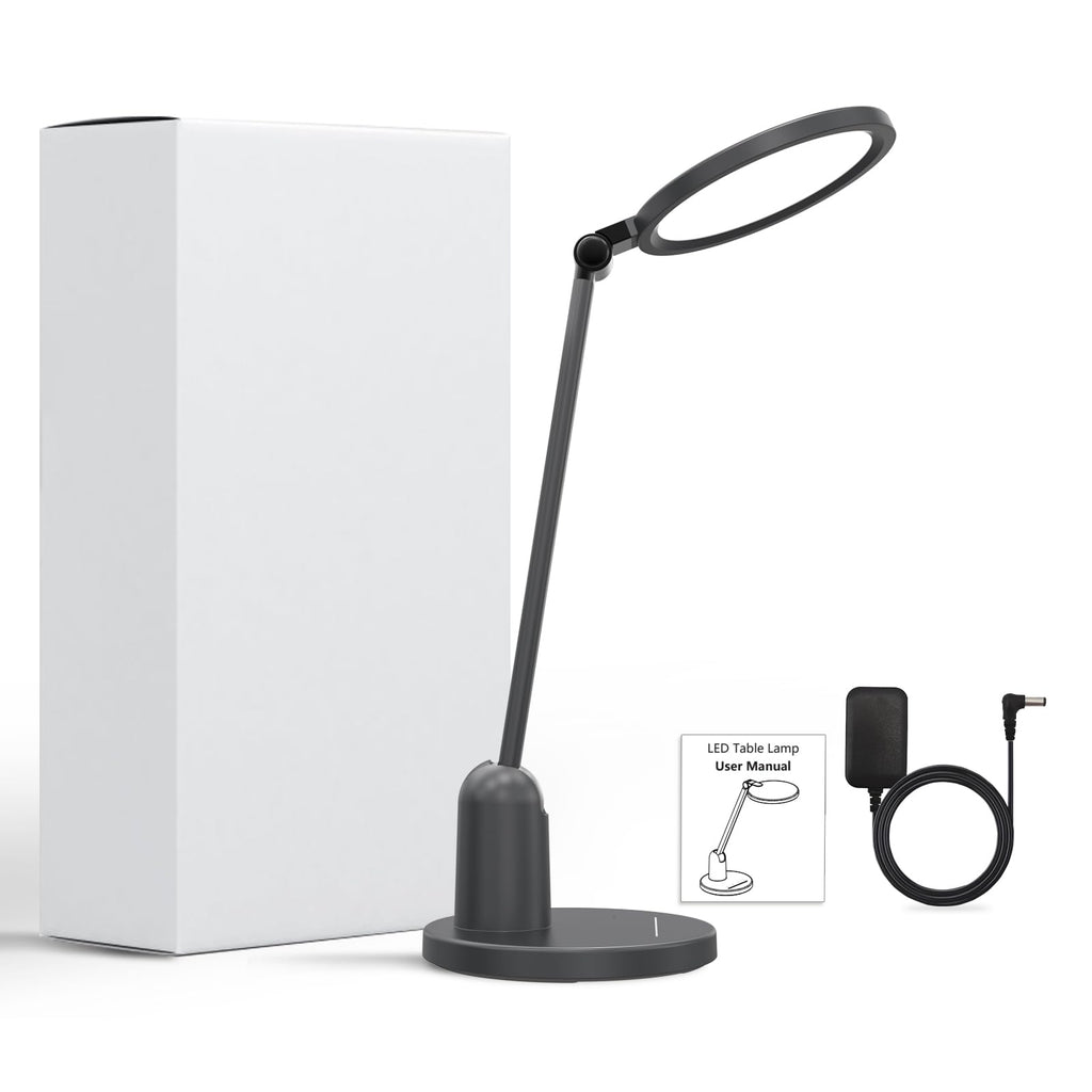 Desk Lamps for Office with Stable Base, 1000LM Ultra Bright Eye-Caring LED Desk Light, 3000K-6000K Dimmable Table Lamp with Stepless Dimming & Timing Function for Work, Reading, Bedroom, Bedside