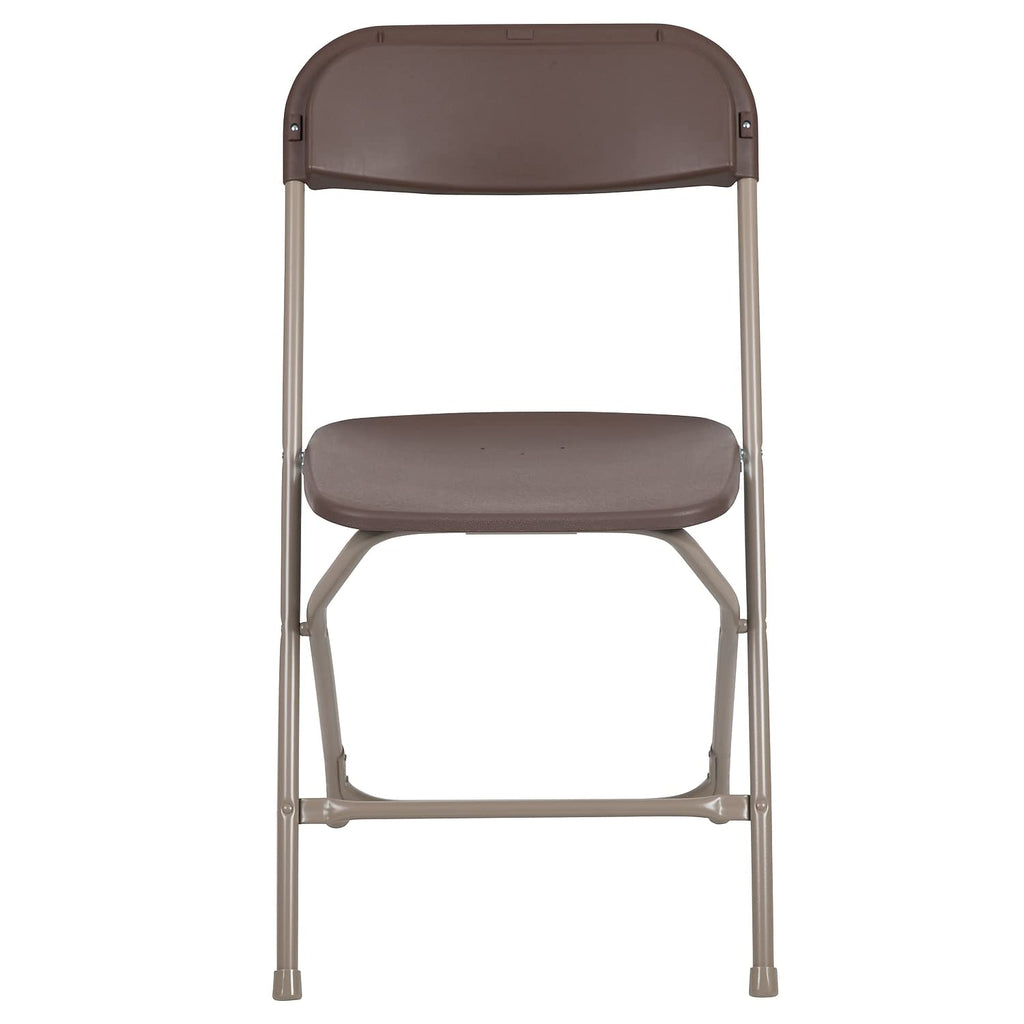 Hercules Series Plastic Folding Chair - - Brown - 650LB Weight Capacity Comfortable Event Chair - Lightweight Folding Chair -