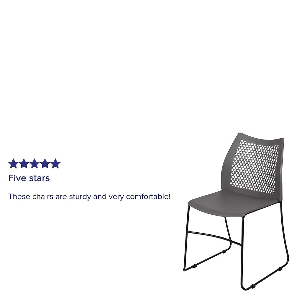 (Set of 5)Hercules Series Contoured Lobby Chairs with Air-Vent Honeycomb Backs, Ergonomic Stacking Chairs for Offices, Gray