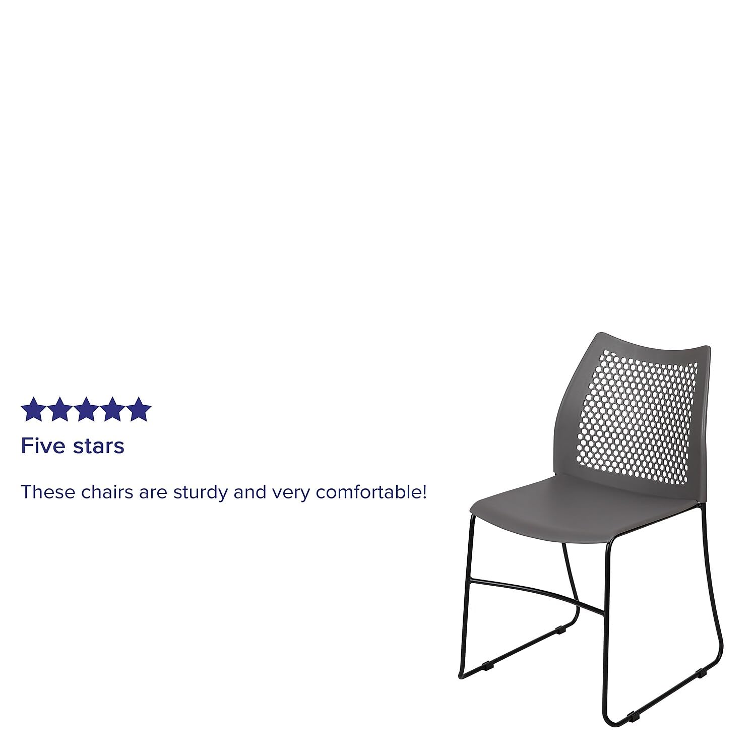 (Set of 5)Hercules Series Contoured Lobby Chairs with Air-Vent Honeycomb Backs, Ergonomic Stacking Chairs for Offices, Gray