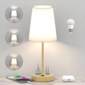 Bedroom Table Lamp, Bedside Lamp with AC Outlet and USB C Charging Ports(PD 20W), 3-Way Dimmable Lamp with Switch, Lamps with Shade for Night Stands, Living Room, Desk, and Home Office, 6.5Ft