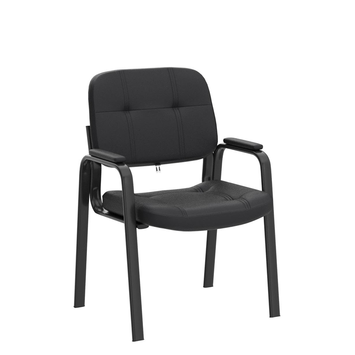 2 Pack, Waiting Room Guest Chair with Bonded Leather Padded Arm Rest for Office Reception and Conference Desk Black