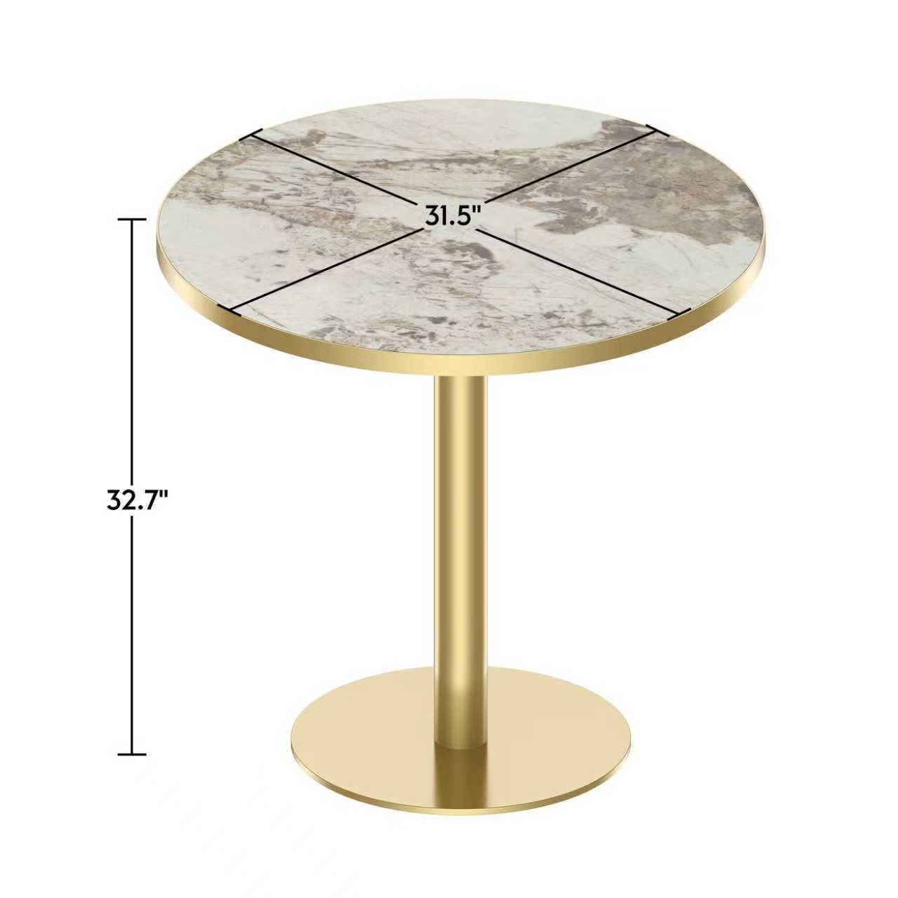 31.5" Round Tulip Dining Table, Mid-Century Tulip Table Kitchen Tulip Dining Table 2 People with Faux Marble Table Top & Stainless Steel Base for Office Living Room