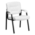 Haeger White Leather Soft Executive Side Reception Chair with Black Metal Frame