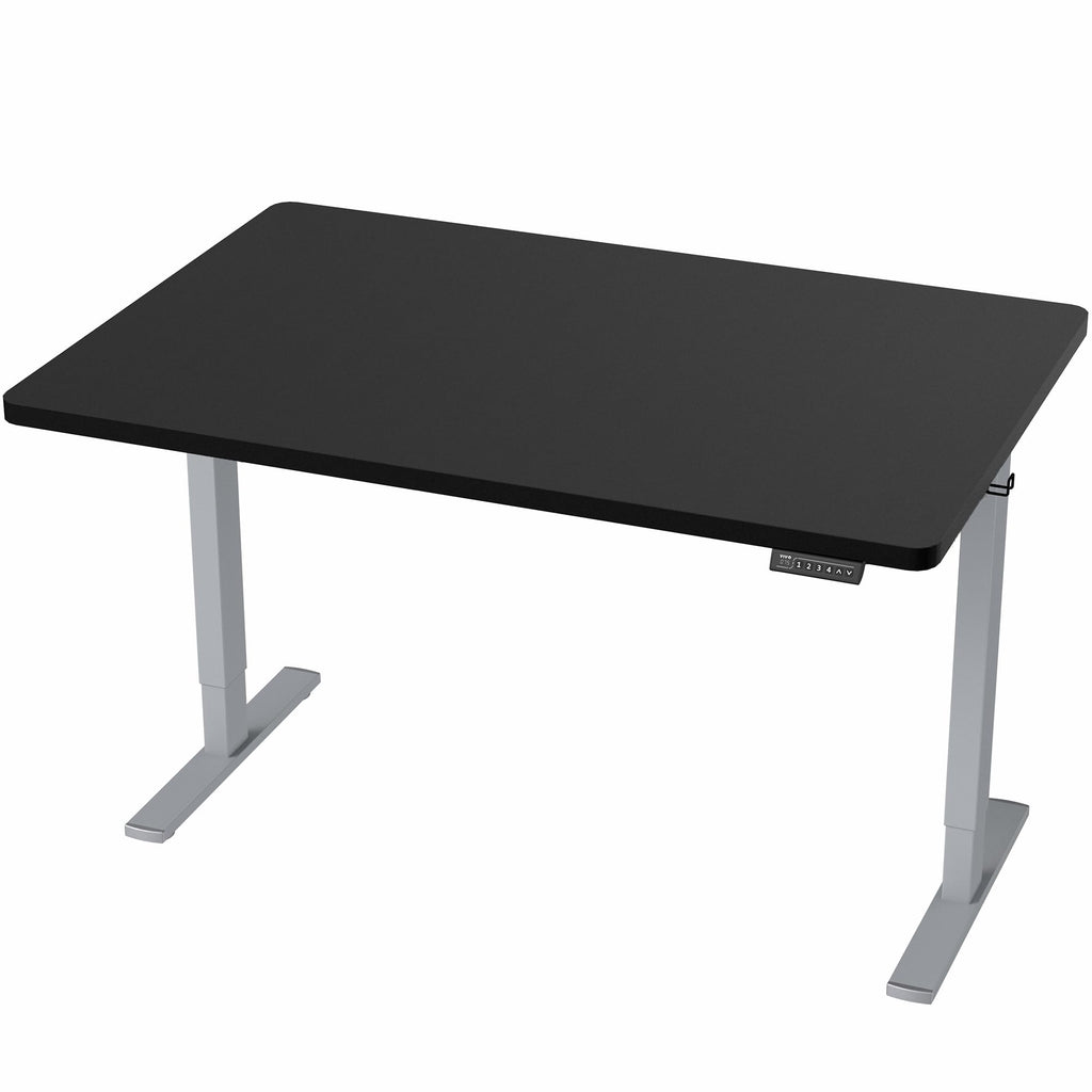 Electric 48 x 30 in Standing Desk, Memory Height Adjustment, 1B Series, Holds 220 lbs, One-Piece Black Top, Gray Frame