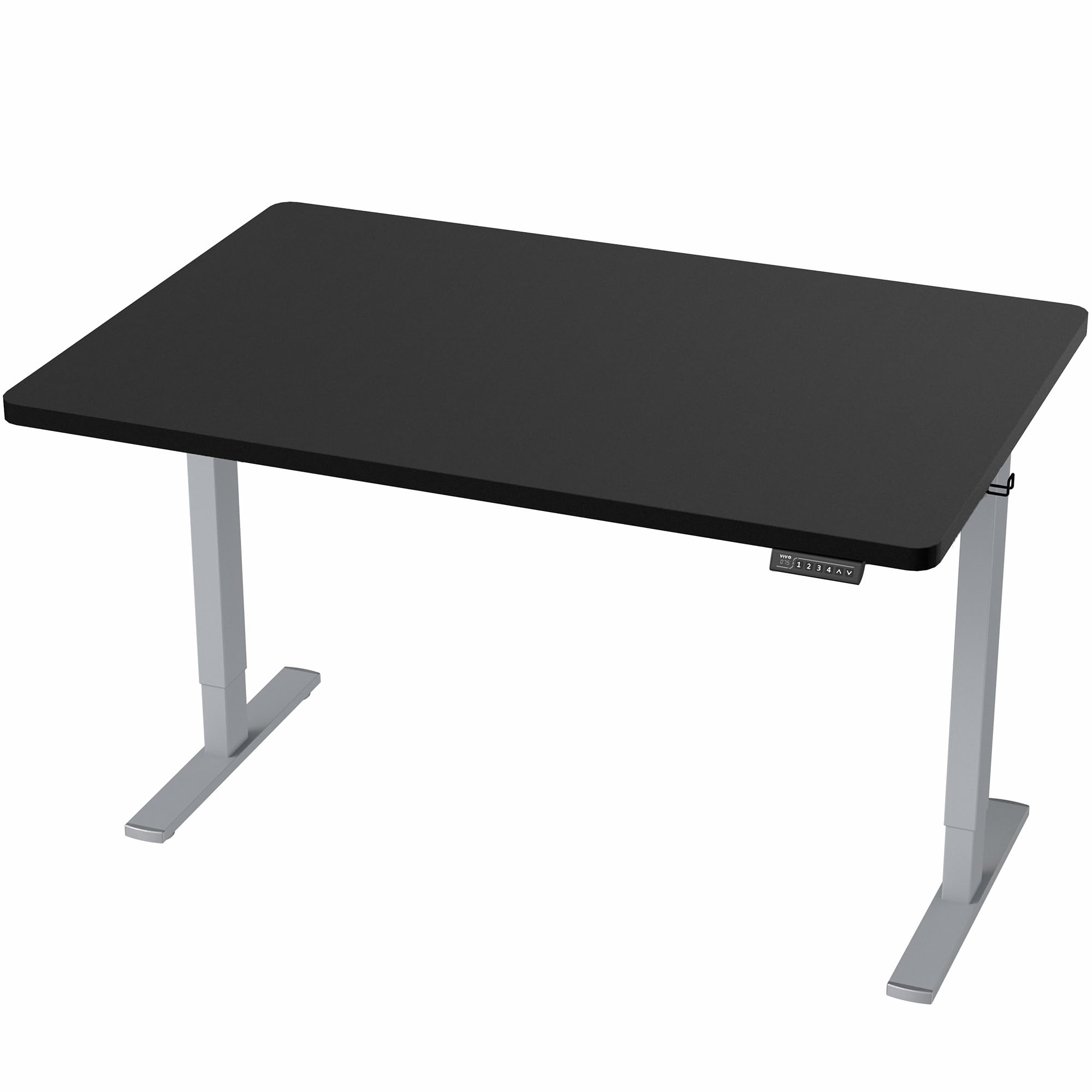 Electric 48 x 30 in Standing Desk, Memory Height Adjustment, 1B Series, Holds 220 lbs, One-Piece Black Top, Gray Frame