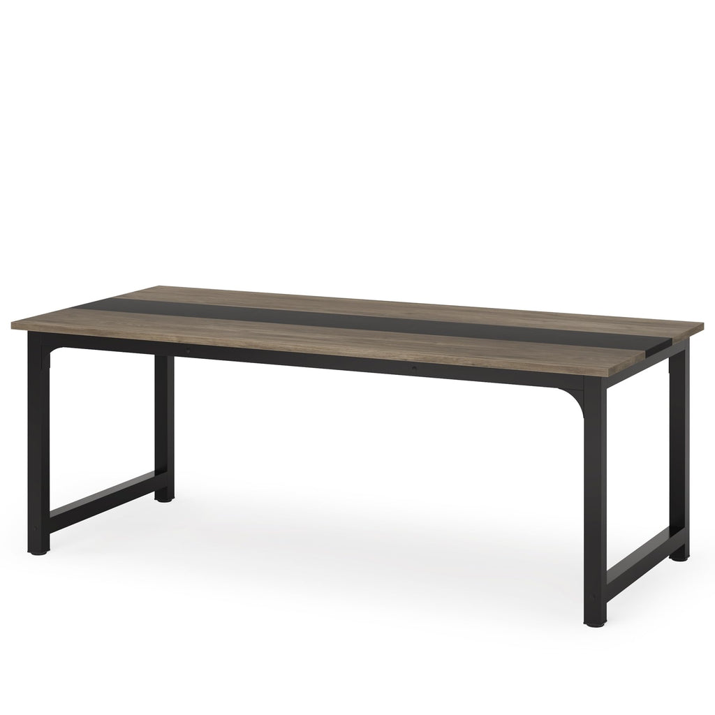 70.8” Executive Desk, Large Office Computer Desk with Thicken Frame, Modern Simple Workstation Business Furniture for Home Office, Vintage Grey/Black