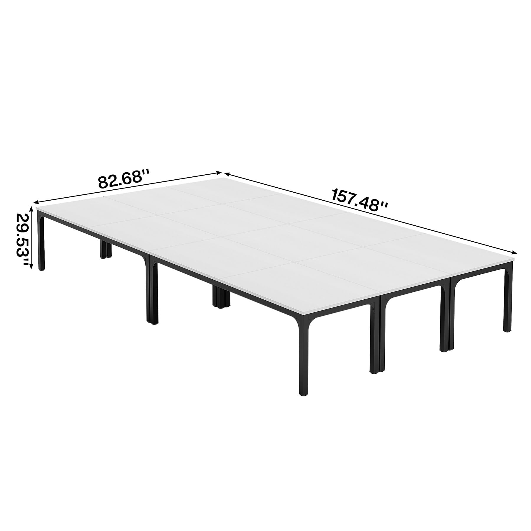 6.5 FT Conference Room Table, 78.74" W x 27.56" D Large Office Conference Table, Modern Seminar Meeting Table Desk for Boardroom, Meeting Room (6, White and Black)