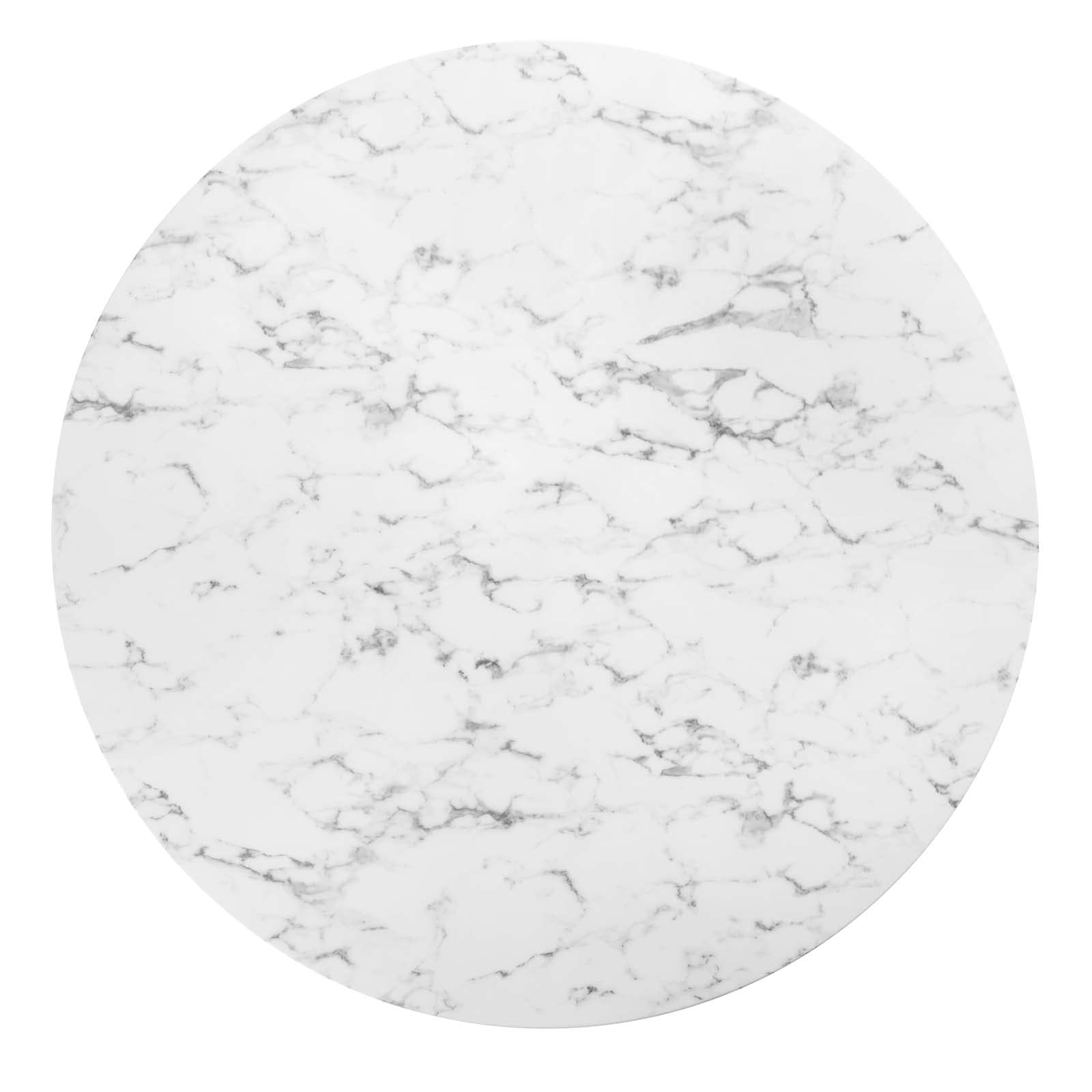 Modway Lippa 60" Mid-Century Dining Table with Round Artificial Marble Top in Gold White