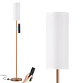 64'' Floor Lamps for Living Room with Remote Control and Stepless Dimmable Colors Temperature & Brightness, 9W Bulb Included(White Lampshade & Brown Pole)