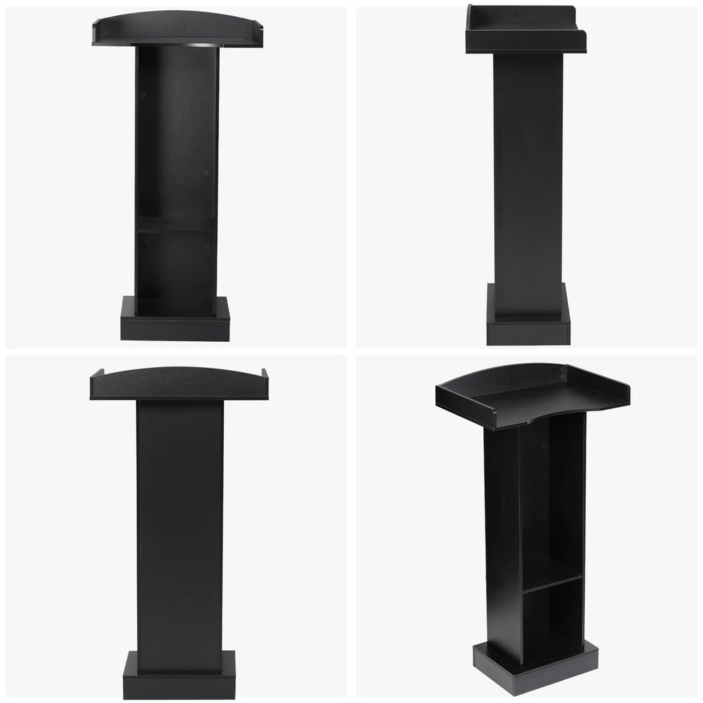 Podium Stand - 47.2" Tall Classic Black Podium Standing Lectern with Storage Shelves for Classroom, Presentation, Church, Hostess Stand and Wedding Speech