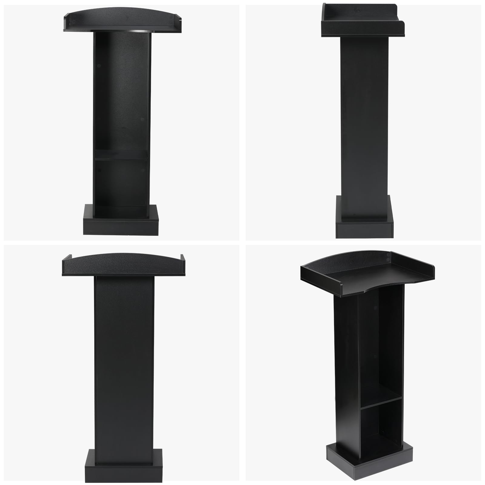 Podium Stand - 47.2" Tall Classic Black Podium Standing Lectern with Storage Shelves for Classroom, Presentation, Church, Hostess Stand and Wedding Speech