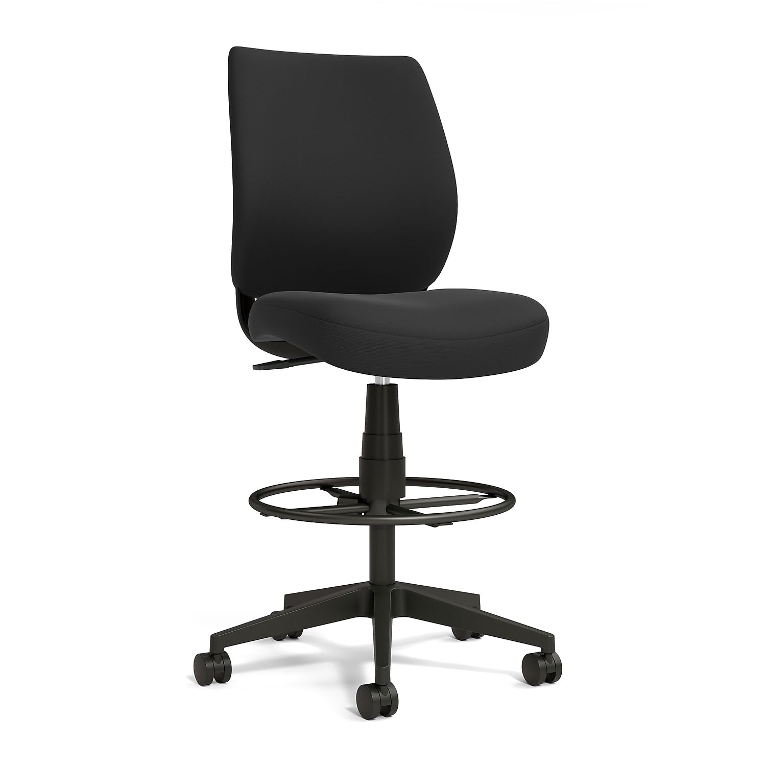 Drafting Stool, Fabric, Footrest, Black