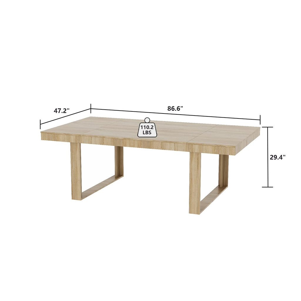 7FT Conference Table for 6-8 People, Large Rectangular Meeting Table, Modern Seminar Table for Office Meeting Conference Room, Brown (86.6”L x 47.2”W x 29.4”H)