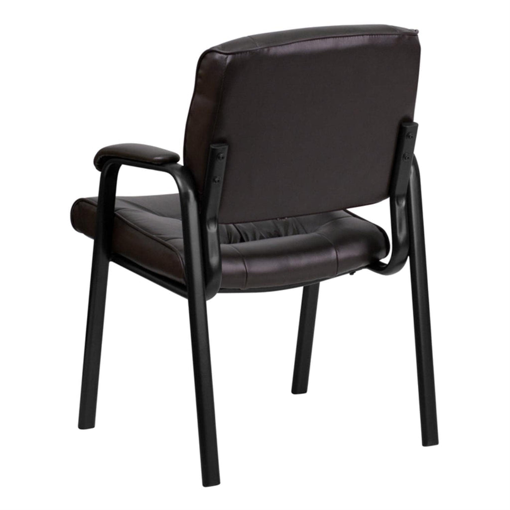 Haeger LeatherSoft Tufted Executive Reception Chair with Padded Armrests, Upholstered Side Chair for Living Room or Office, Brown