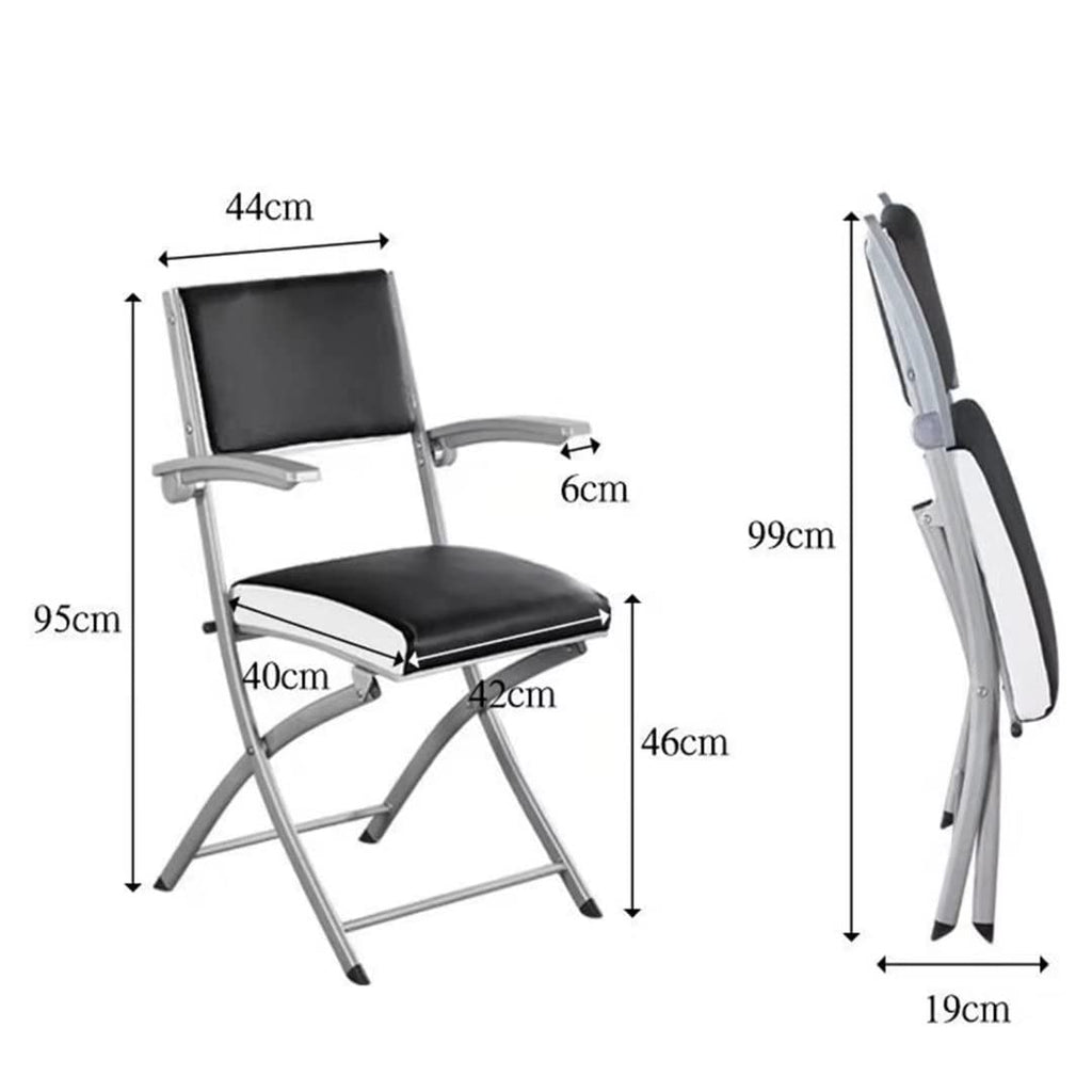 Home Office Desk Chair Ergonomic Desk Chair Leather Padded Seats,Folding Office Chair no Wheels Small Spaces Portable,Comfy Gaming Desk Chair for Bedroom,livingroom,1 Piece,Black