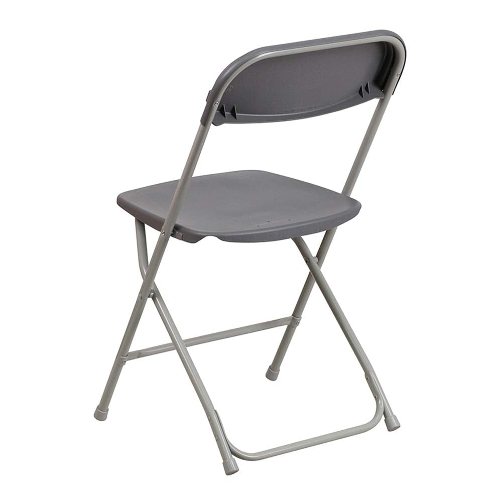 Set of 10, Hercules Series Plastic Folding Chairs for Parties and Weddings, Stackable Commercial Event Seats, Gray