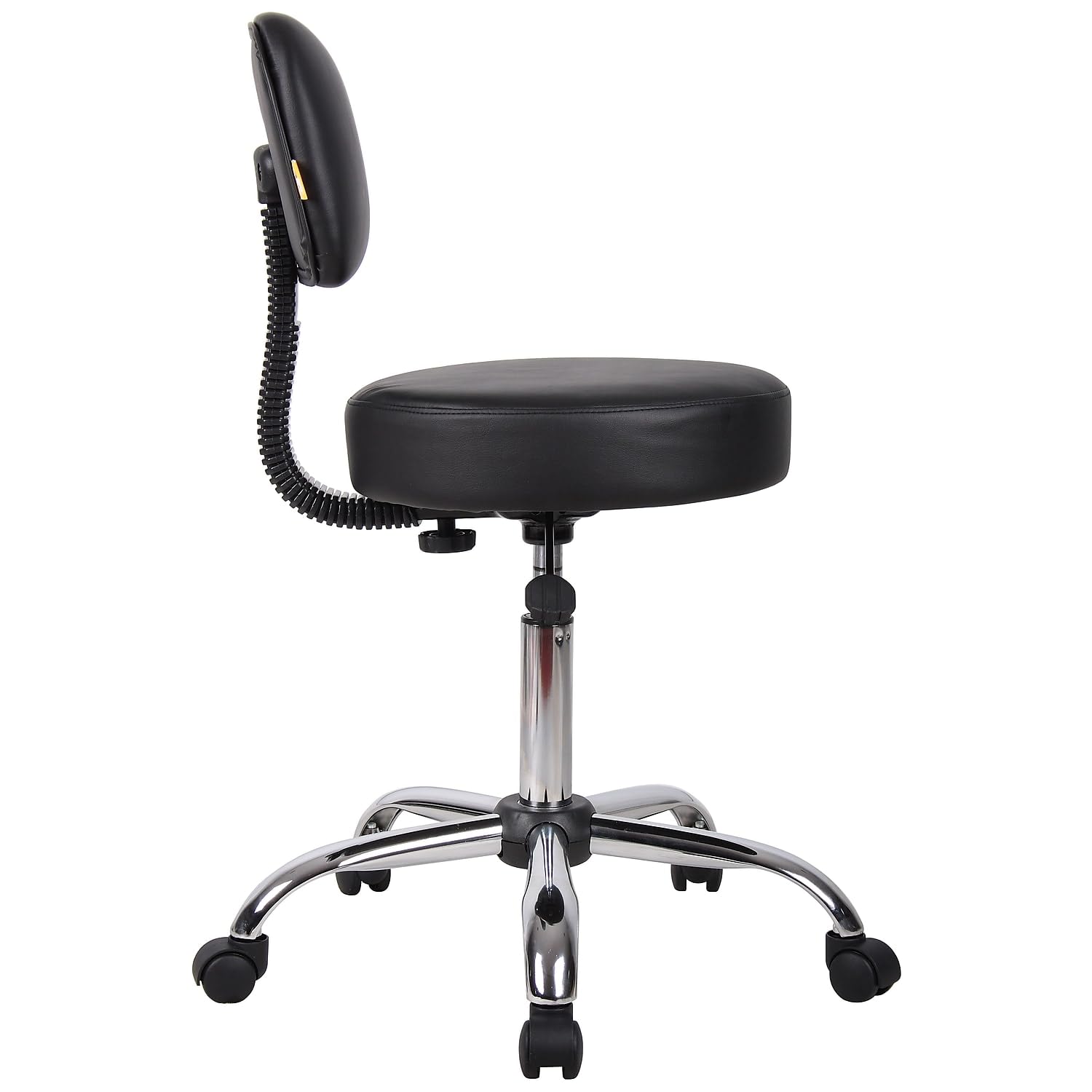 B245-BK Be Well Medical Spa Stool with Back, Black