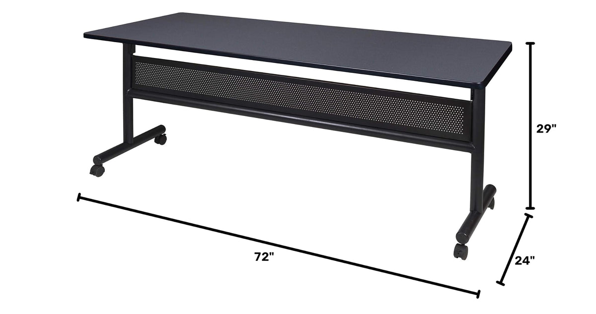 Kobe 72 x 24 in. Flip-Top Training Nesting Table with Modesty Panel- Grey