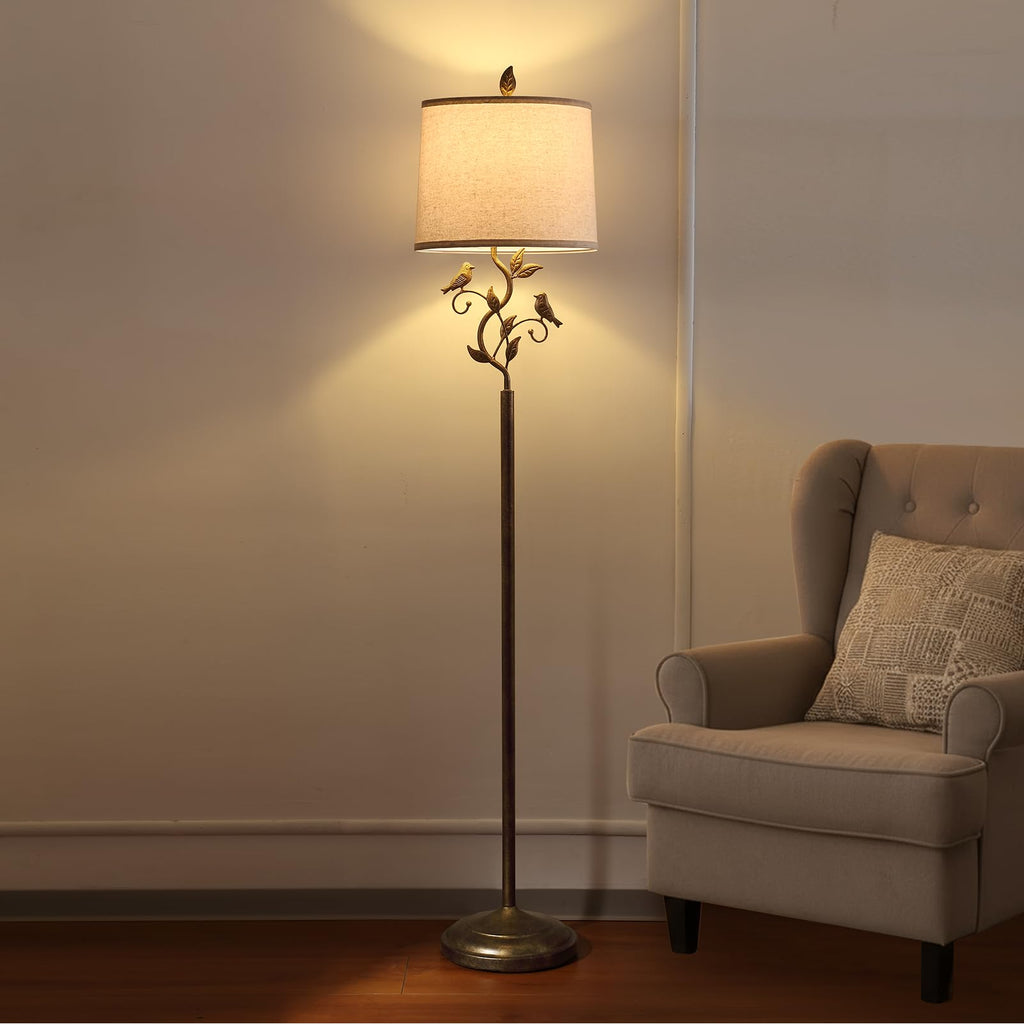 63" Farmhouse Iron Leaf Floor Lamp for Living Room
