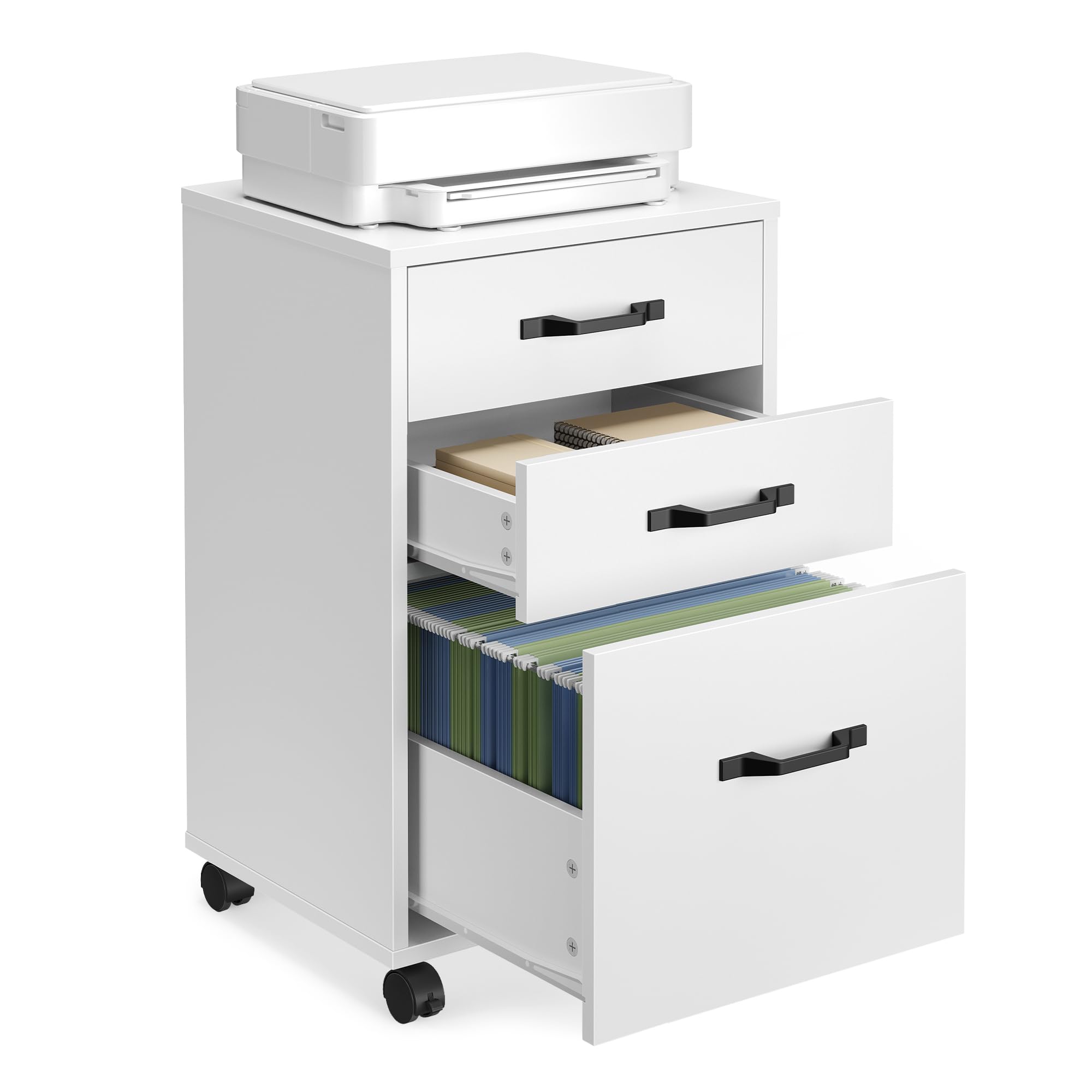 Mobile File Cabinet, 3 Drawers Filing Cabinet with Wheels