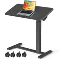 Mobile Standing Desk, Height Adjustable Left/Right Overbed Bedside Table, 90° Tiltable Portable Laptop Desk with Wheels, Foldable Computer Cart for Hospital Home Use, Black