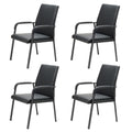 4 Pack Office Guest Reception Chair 600 lbs Capacity Leather Conference Room Chairs with Padded Armrests No Wheels Desk Chair Black