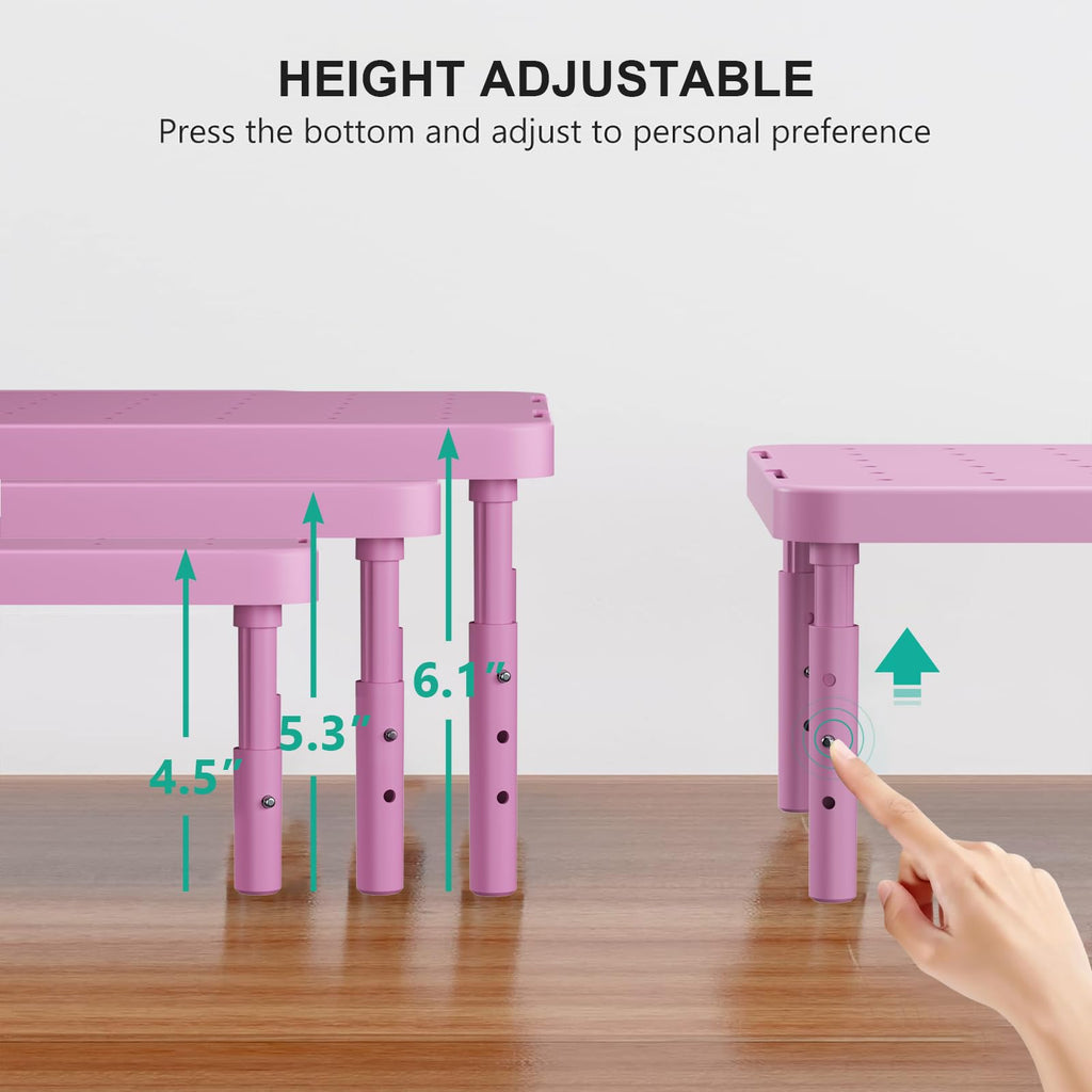 Computer Monitor Stand for Desk, Adjustable Laptop Riser, Desk Monitor Stand Underneath Storage for Office, Home, School Supplies (PTT001-P), 1 Pack, Pink