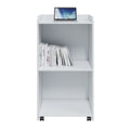 Podium Stand Portable with Wheels, floor stand for church, meeting, debate with large storage area (white)