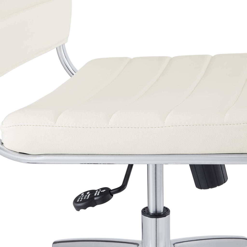 Ribbed Armless Mid Back Swivel Conference Chair In White