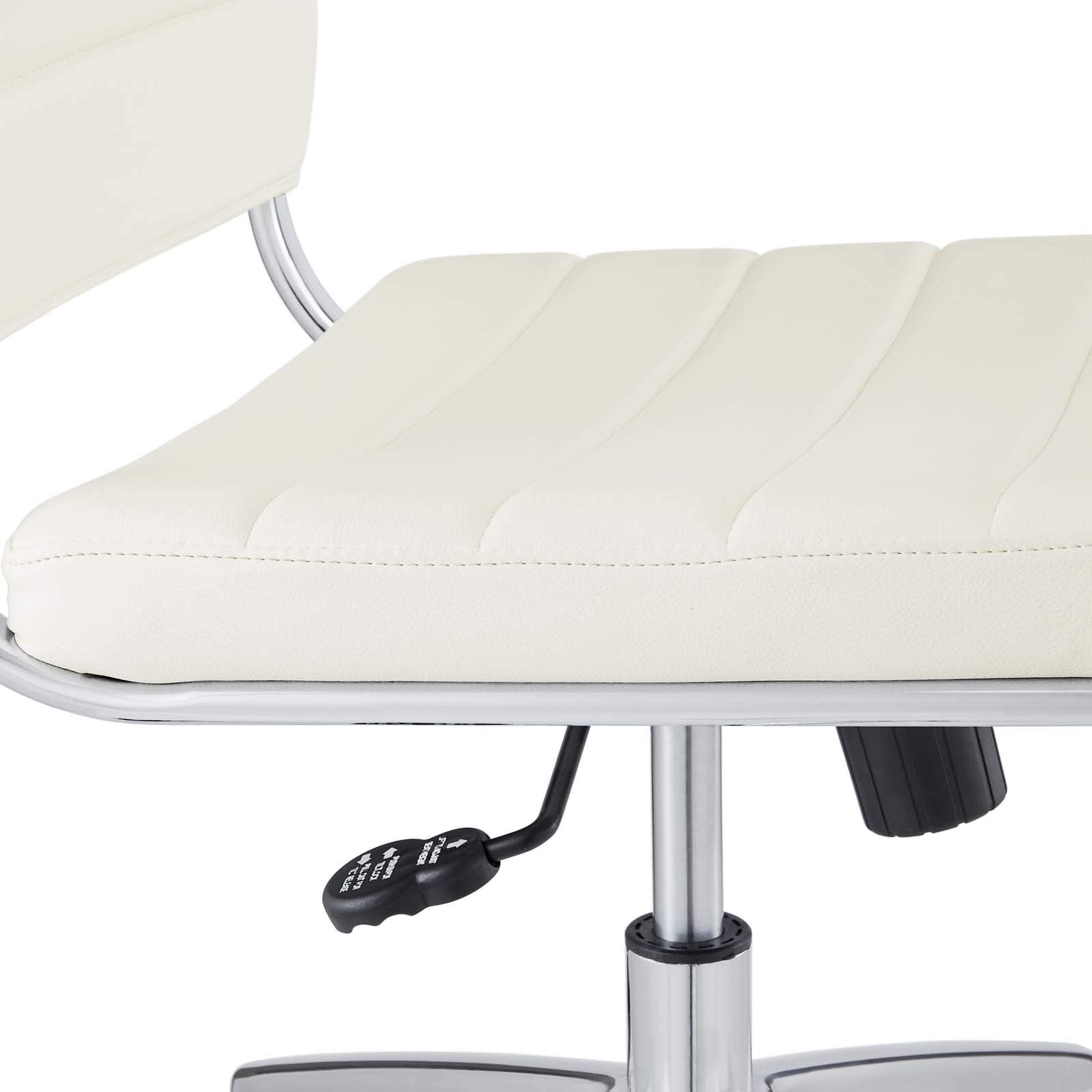 Ribbed Armless Mid Back Swivel Conference Chair In White