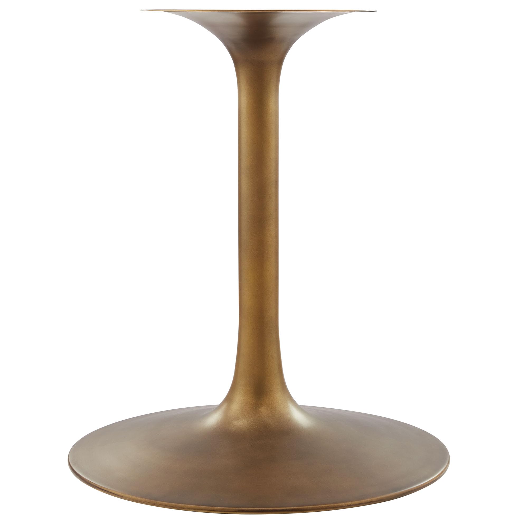 Modway Lippa 60 Inch Round Wood Dining Table with Metal Pedestal in Brass Walnut - Modern Industrial Dining Table for 6 People - Solid Wood Tulip Kitchen Table