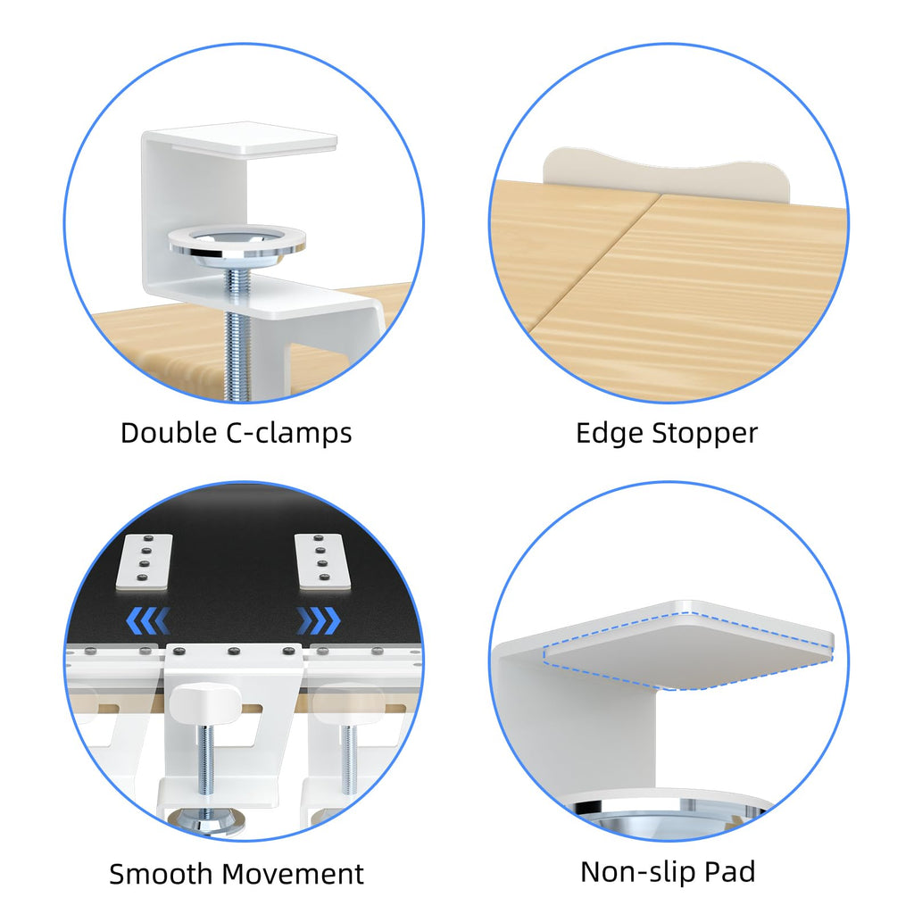 Keyboard Tray Under Desk Pull Out with C Clamp Mount, Computer Keyboard & Mouse Tray, 25.6 (30 Including Clamps) x 11.8 inch Slide-Out Platform Computer Drawer for Typing, Light Wood,