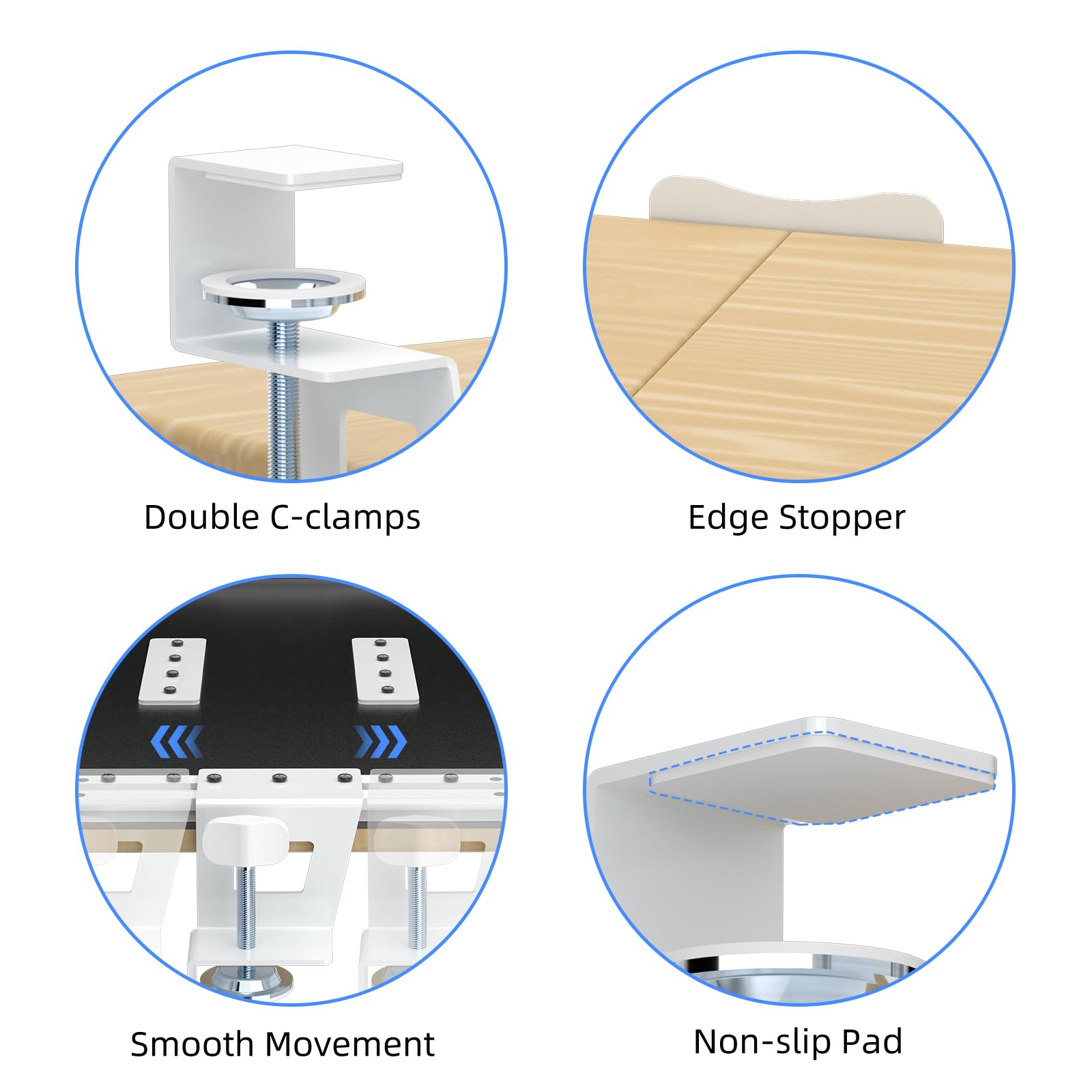 Keyboard Tray Under Desk Pull Out with C Clamp Mount, Computer Keyboard & Mouse Tray, 25.6 (30 Including Clamps) x 11.8 inch Slide-Out Platform Computer Drawer for Typing, Light Wood,