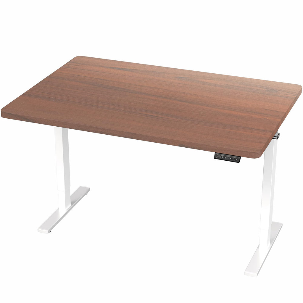 Electric 48 x 30 in Standing Desk, Memory Height Adjustment, 1B Series, Holds 220 lbs, One-Piece Dark Walnut Top, White Frame