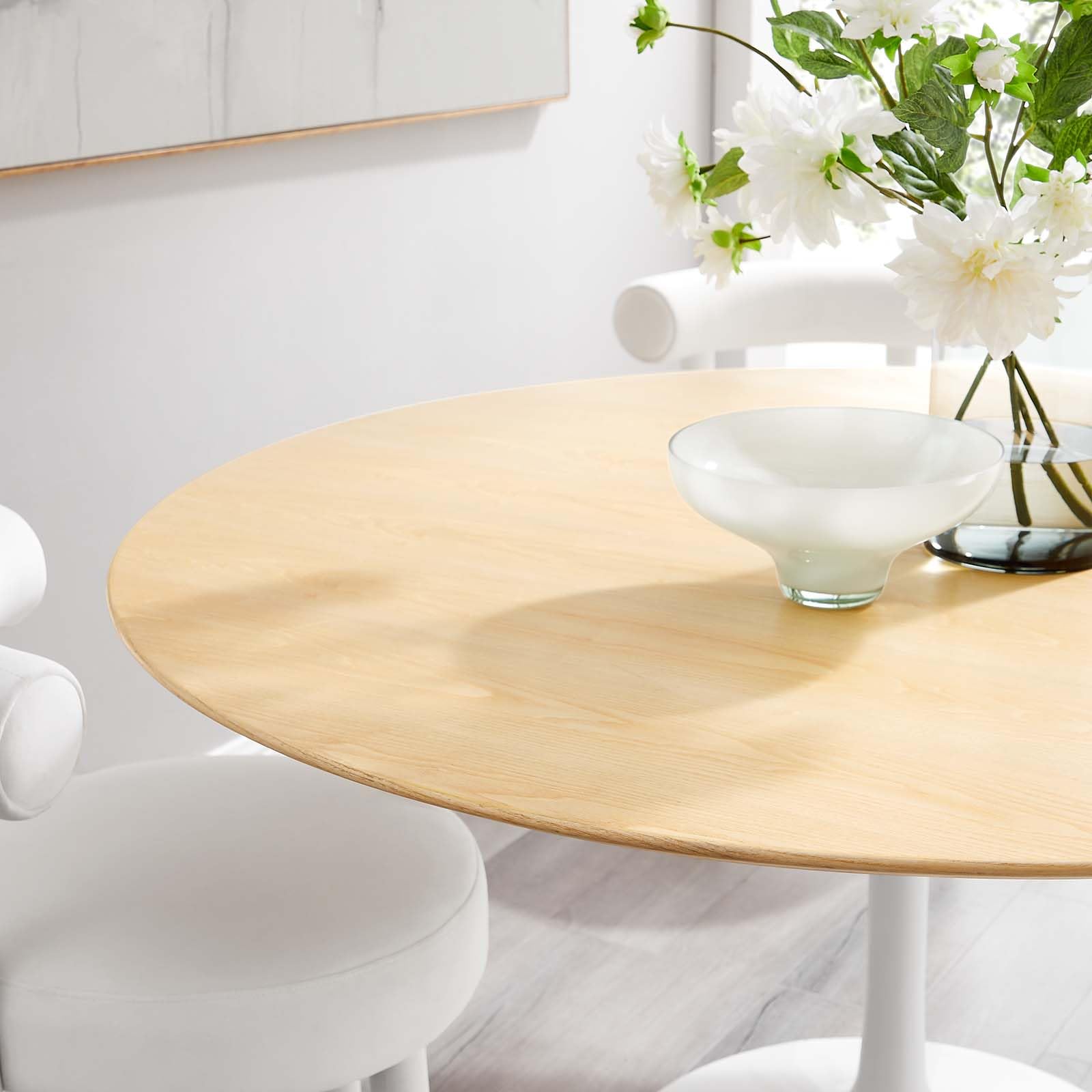 Modway Lippa Dining Table, 60", White Natural