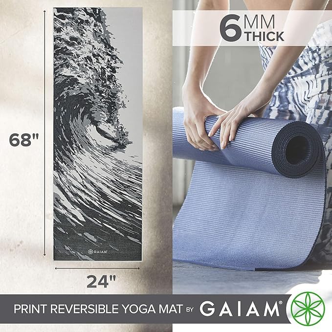 Reversible Yoga Mat, 6mm Thick Print Mat (Spiral Motion)