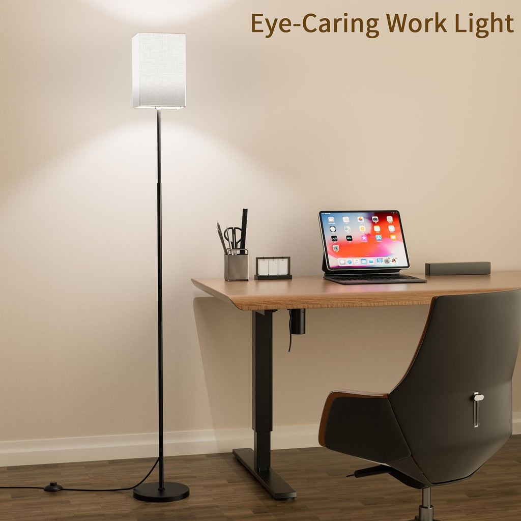 63.8" Square Floor Lamp with White Linen Shade