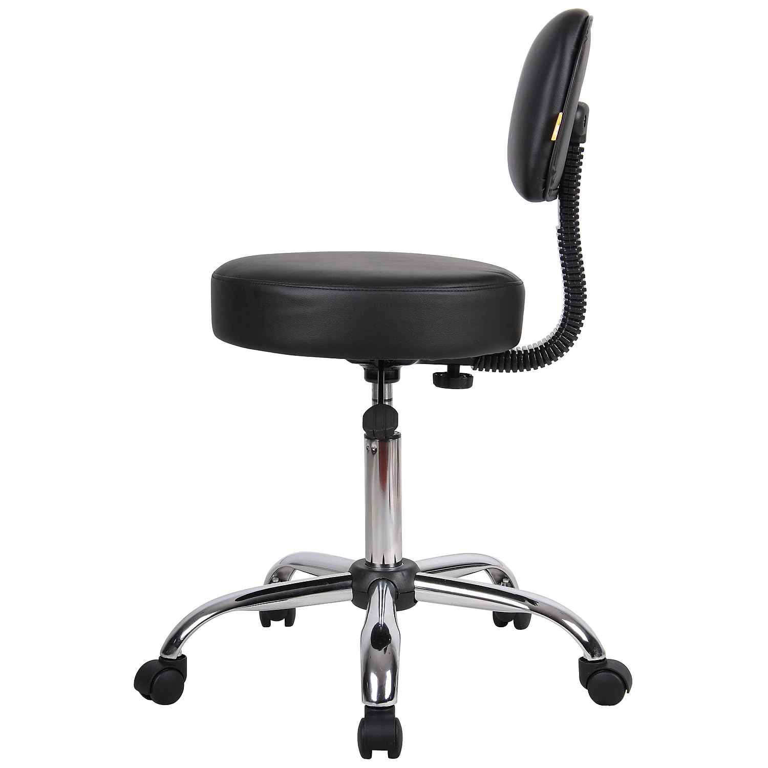 B245-BK Be Well Medical Spa Stool with Back, Black
