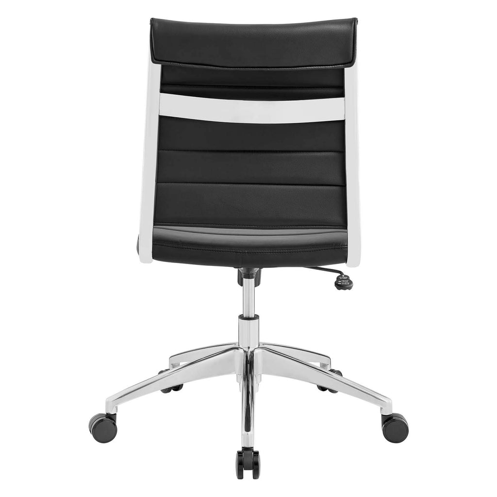 Ribbed Armless Mid Back Swivel Conference Chair In Black