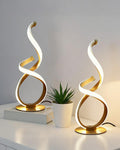 2 Pack Gold Cool Table Lamps, LED Spiral Desk Lights, Dimmable