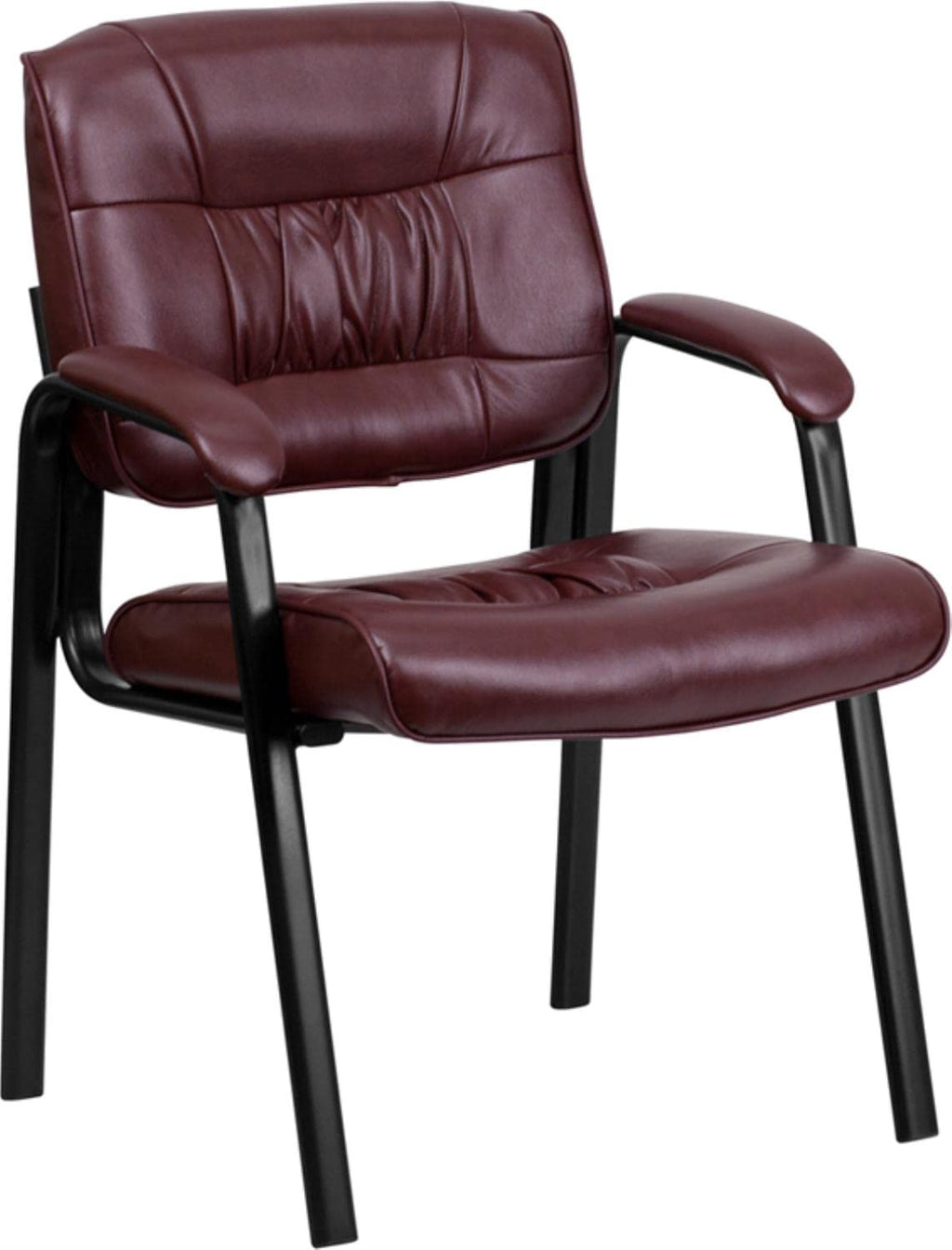 Haeger Leather Soft Tufted Executive Reception Chair with Padded Armrests, Upholstered Side Chair for Living Room or Office, Burgundy