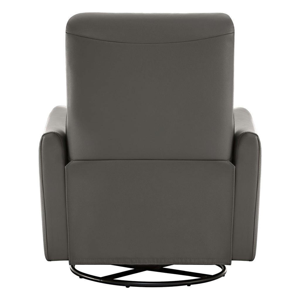 Power Recliner Chair Swivel Glider, FSC Certified Upholstered Faux Leather Living Room Nursery Reclining Sofa Chair with Lumbar Support, Charcoal